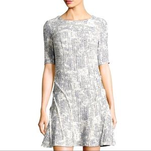 Derek Lam Flare Dress, Short Sleeves, white & blue